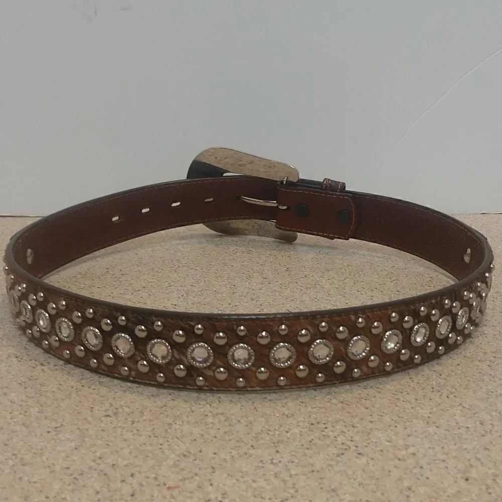 Hand Tooled Studded Leather Belt